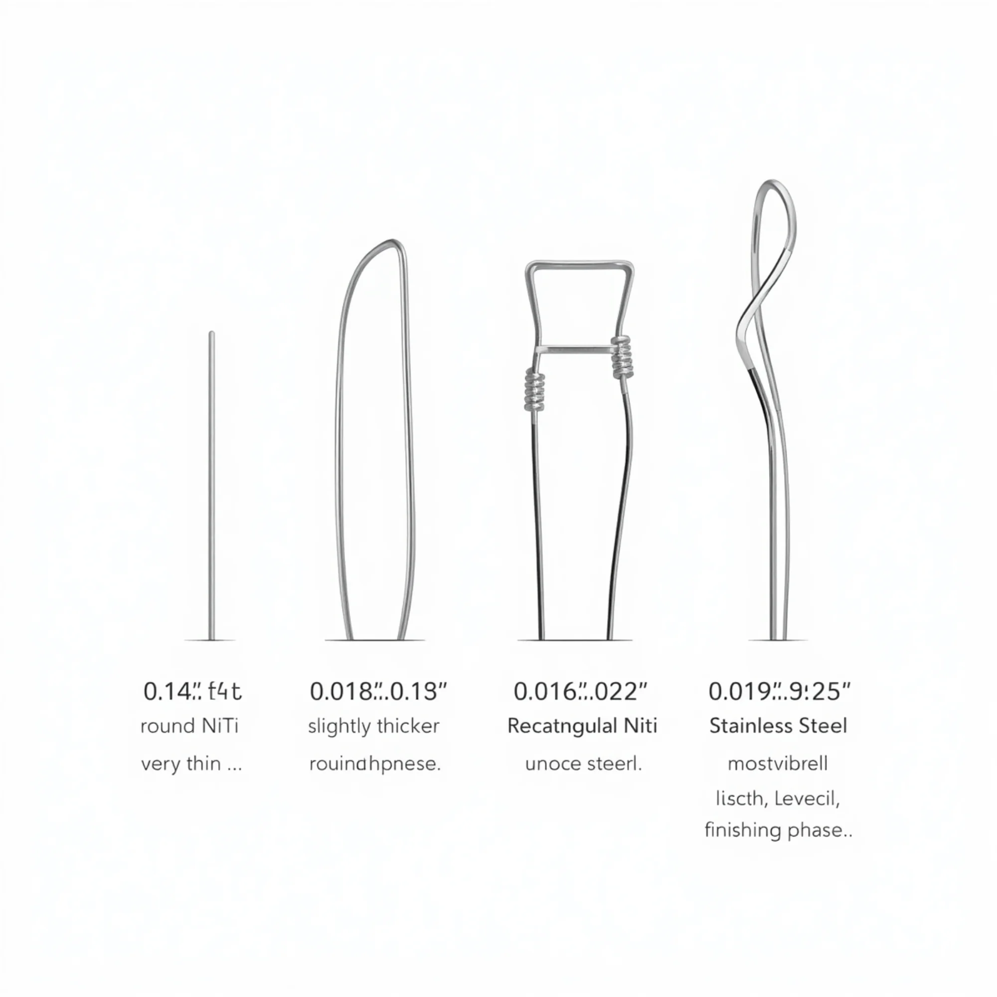 Chart showing archwire progression from thin NiTi to thick stainless steel