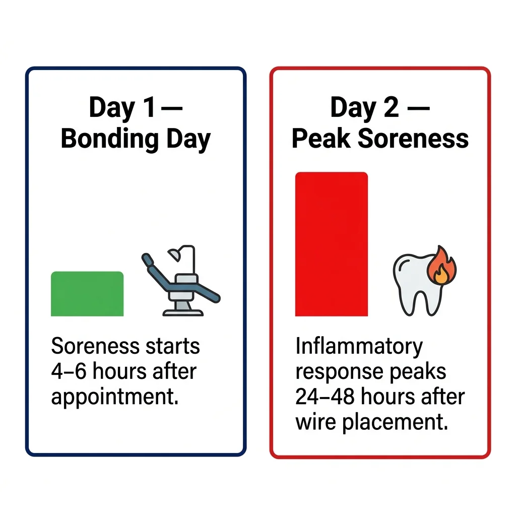 Comparison of Day 1 bonding day low pain versus Day 2 peak soreness