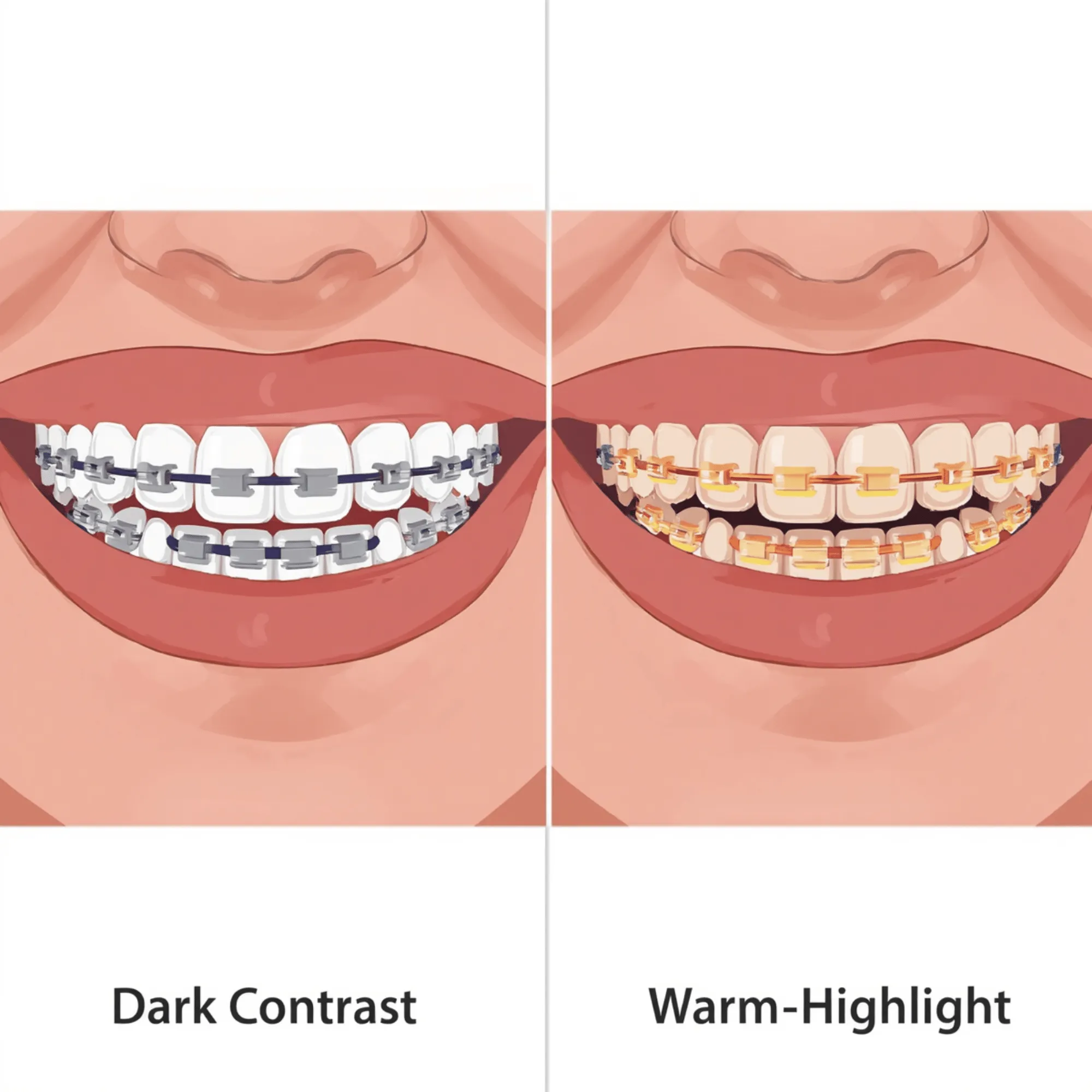 Comparison of dark bands vs light bands on teeth