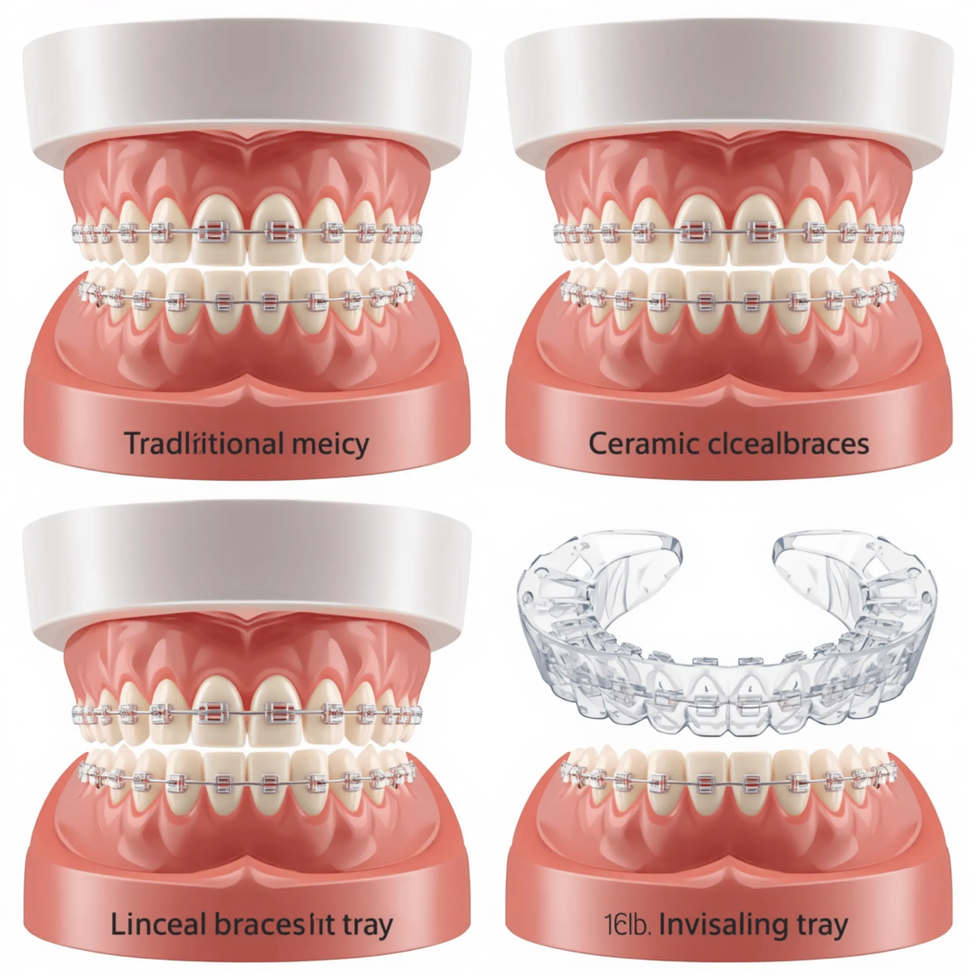 Different types of orthodontic braces side-by-side comparison
