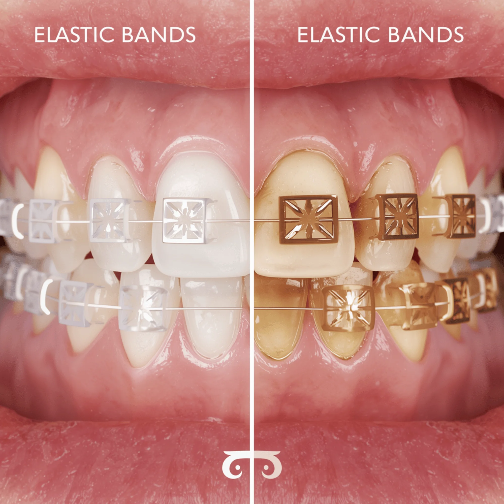 Comparison between brackets and elastic ligatures staining