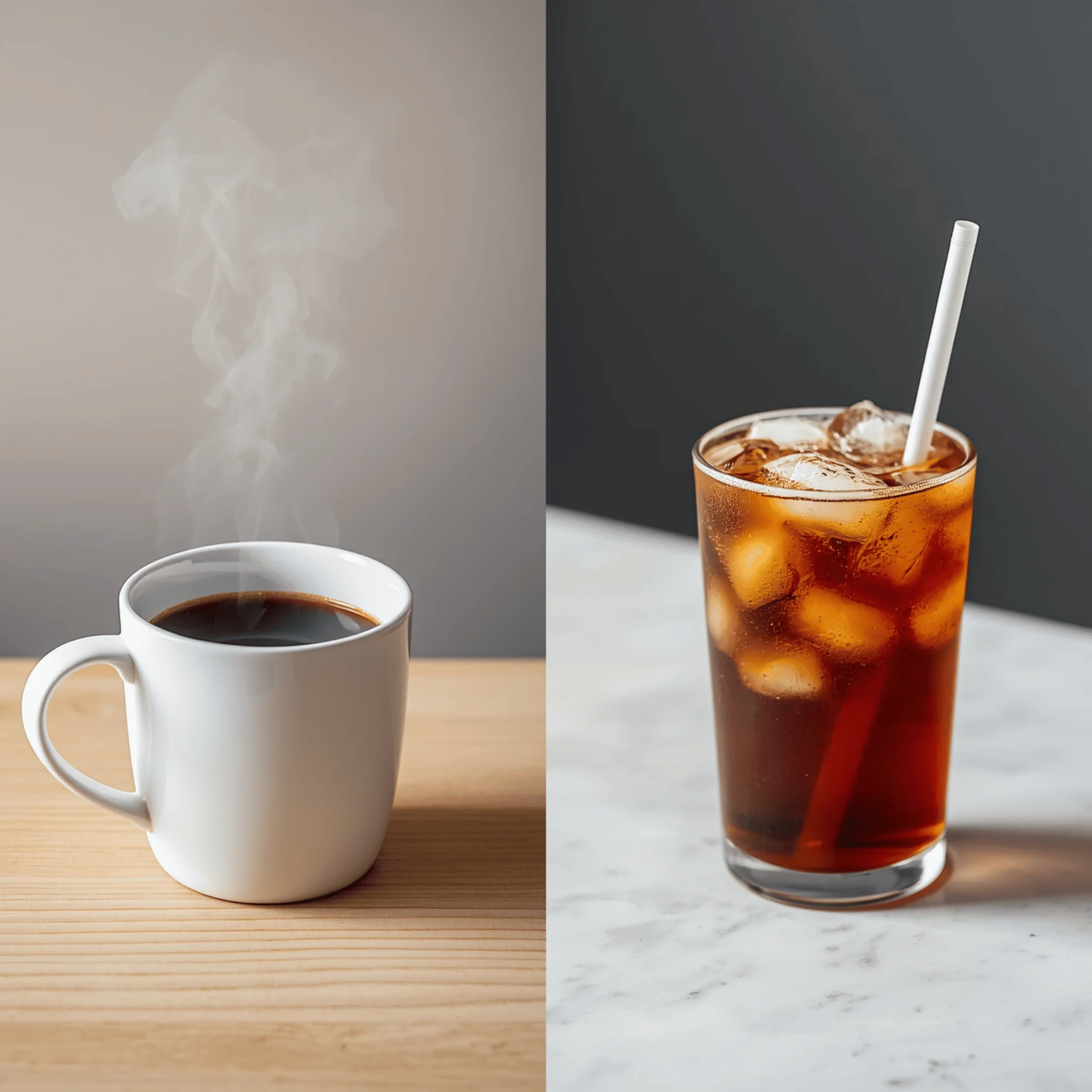 Comparison between hot coffee and cold brew coffee