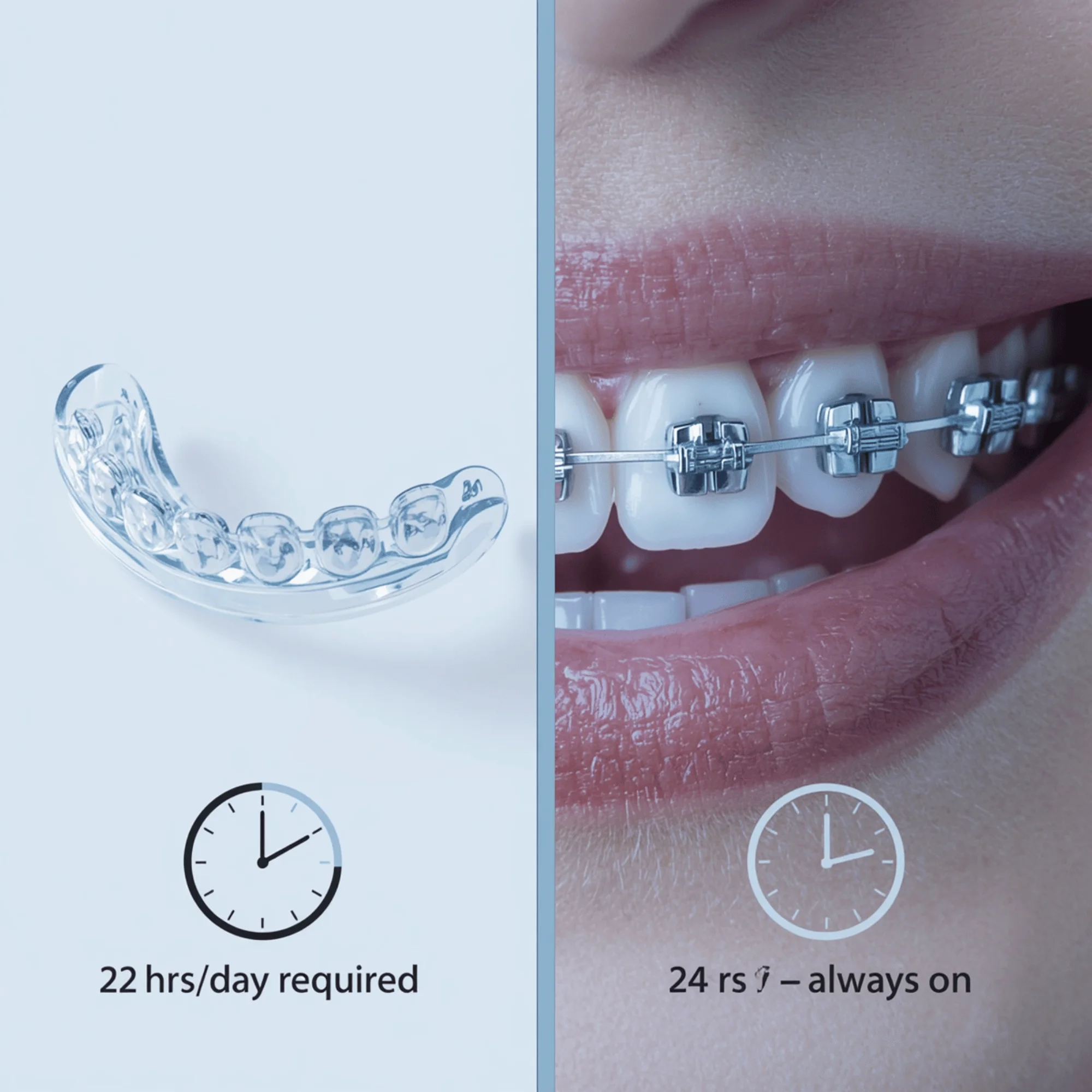Comparing Invisalign and metal braces treatment speed