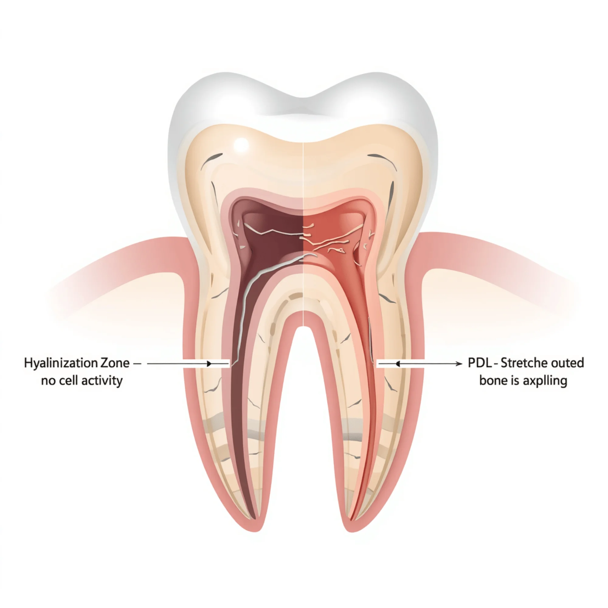 Periodontal ligament compression during early braces treatment