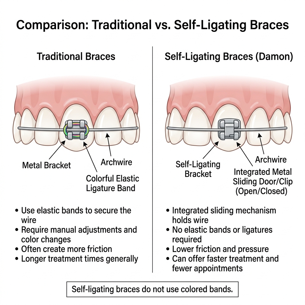 Comparison showing Self-Ligating braces without colors