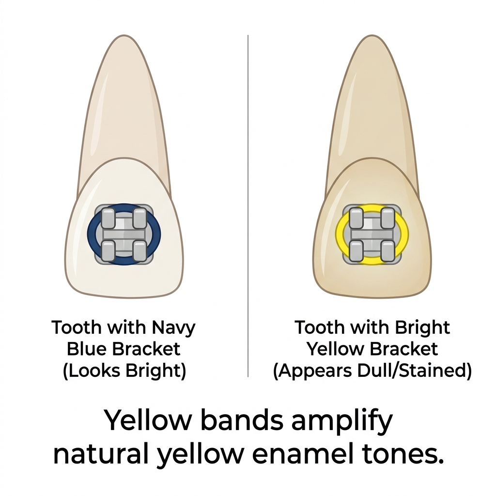 Yellow bands amplify natural yellow enamel tones